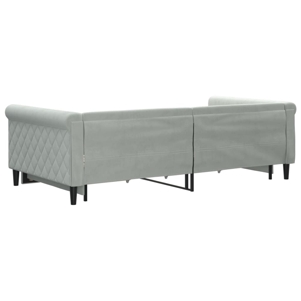 vidaXL Sofa rozsuwana z szufladami, jasnoszara, 100x200 cm, aksamit