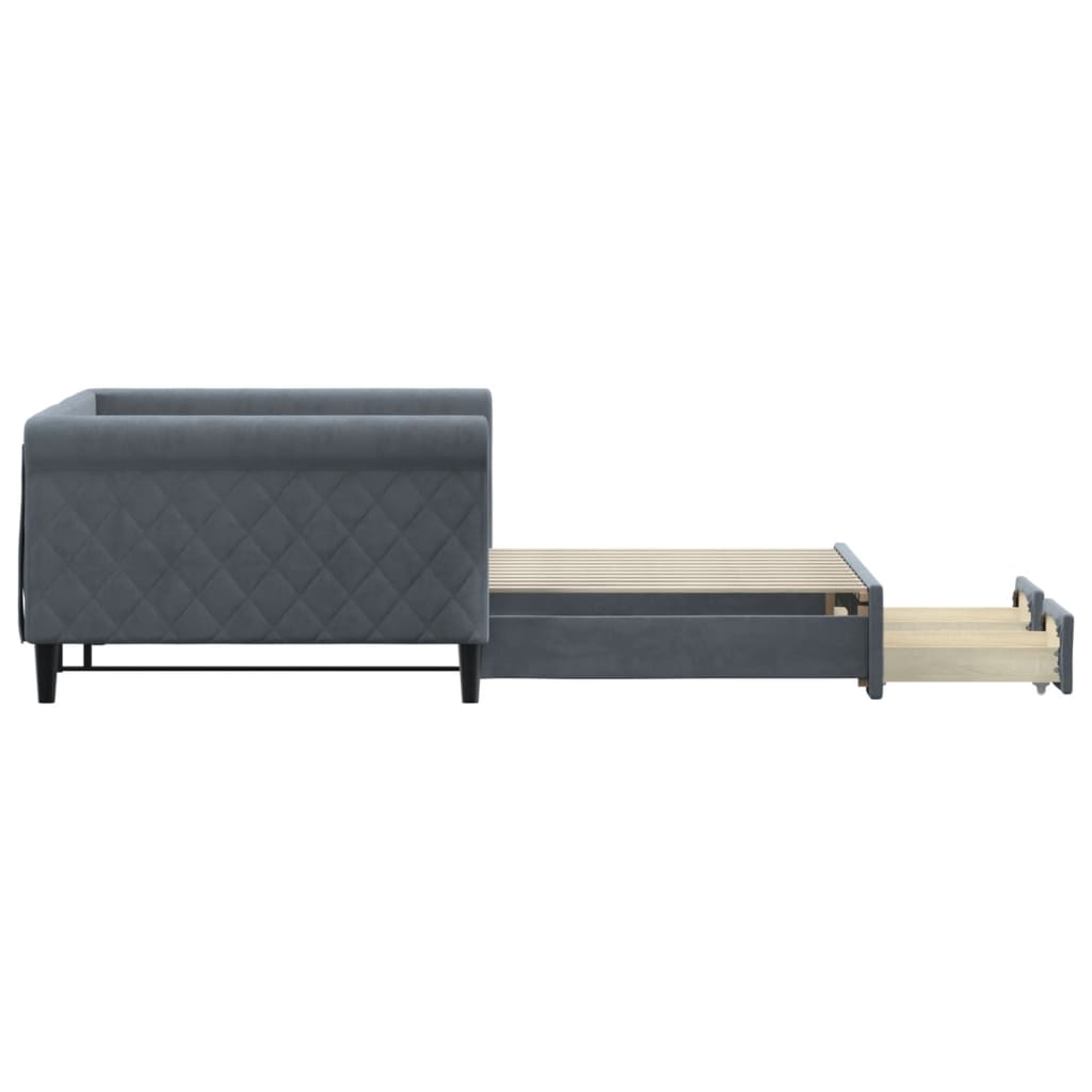 vidaXL Sofa rozsuwana z szufladami, ciemnoszara, 100x200 cm, aksamit