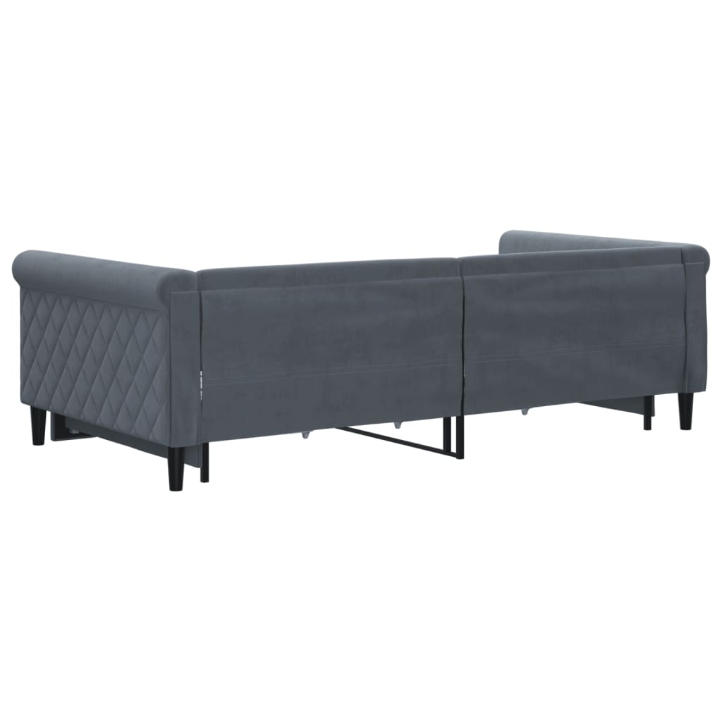 vidaXL Sofa rozsuwana z szufladami, ciemnoszara, 100x200 cm, aksamit