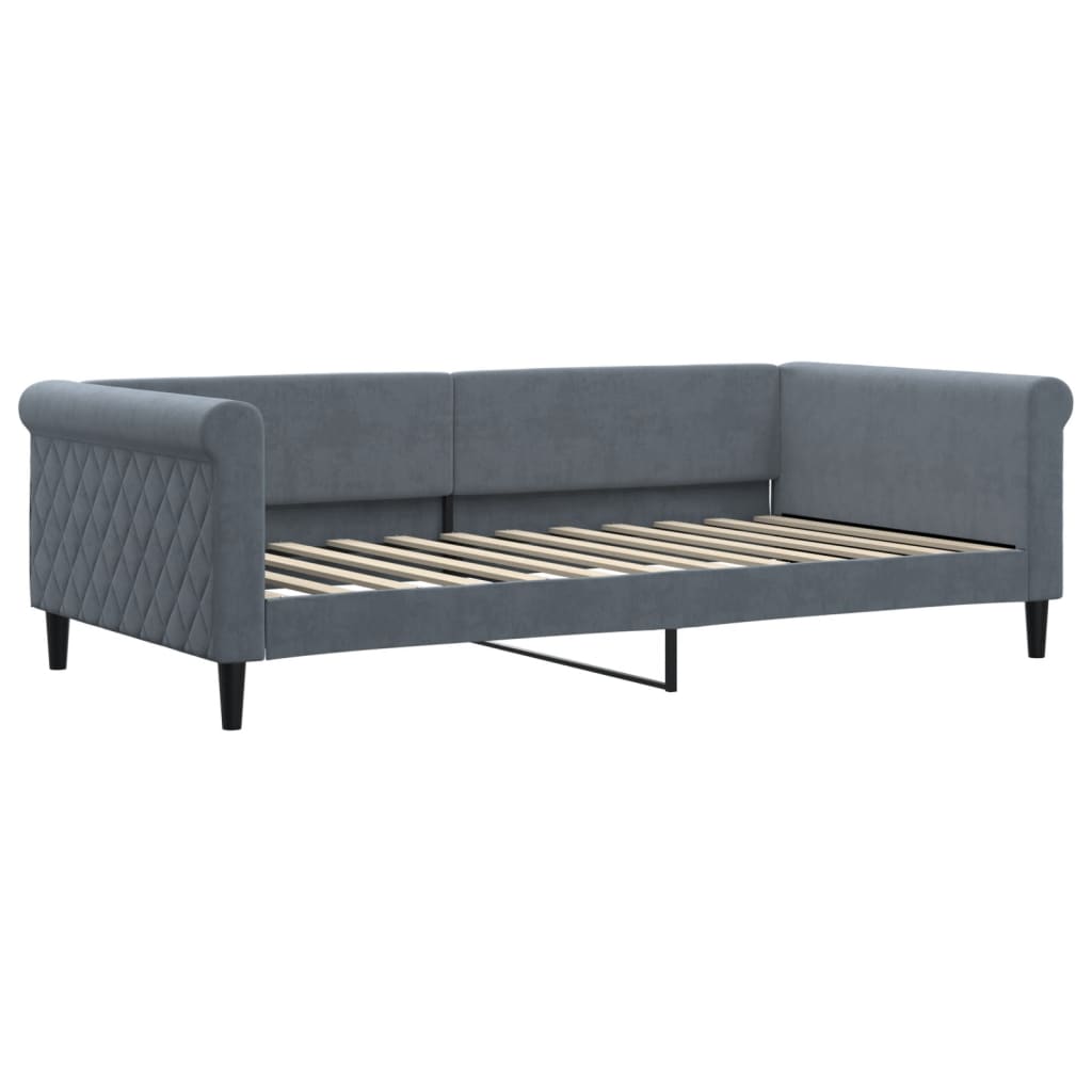 vidaXL Sofa rozsuwana z szufladami, ciemnoszara, 100x200 cm, aksamit