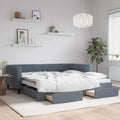 vidaXL Sofa rozsuwana z szufladami, ciemnoszara, 100x200 cm, aksamit