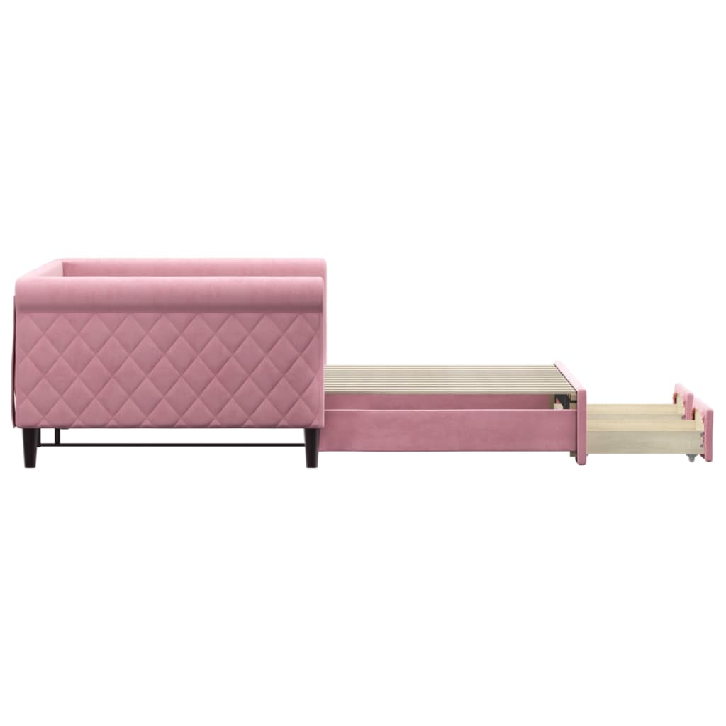 vidaXL Sofa rozsuwana z szufladami, różowa, 100x200 cm, aksamit