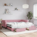 vidaXL Sofa rozsuwana z szufladami, różowa, 100x200 cm, aksamit