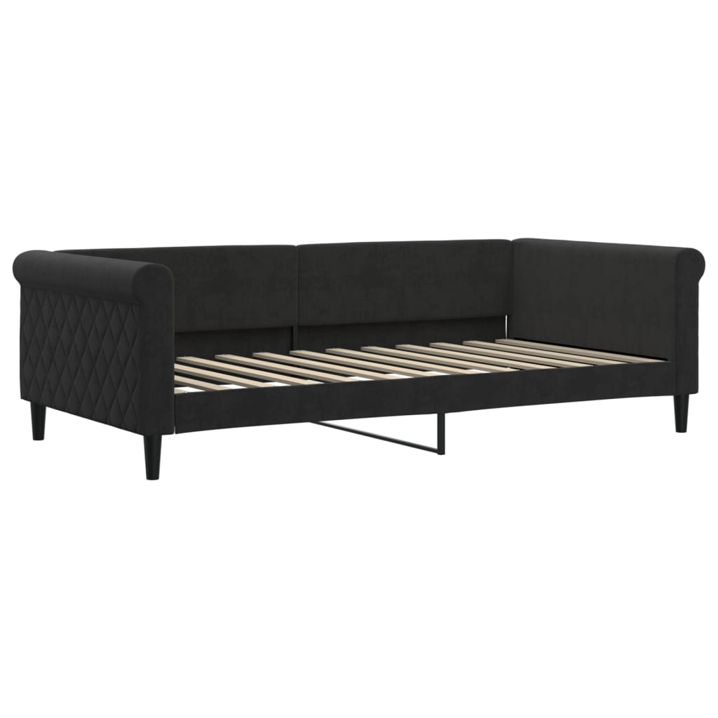vidaXL Sofa rozsuwana z szufladami, czarna, 100x200 cm, aksamit