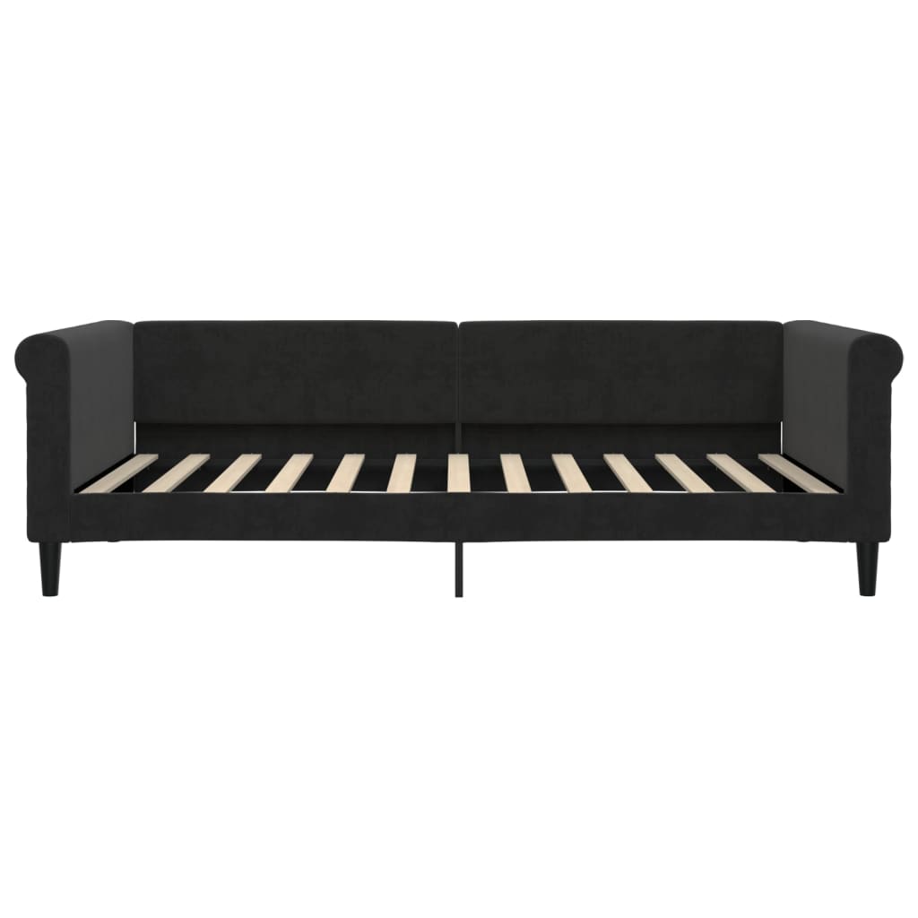 vidaXL Sofa rozsuwana z szufladami, czarna, 100x200 cm, aksamit