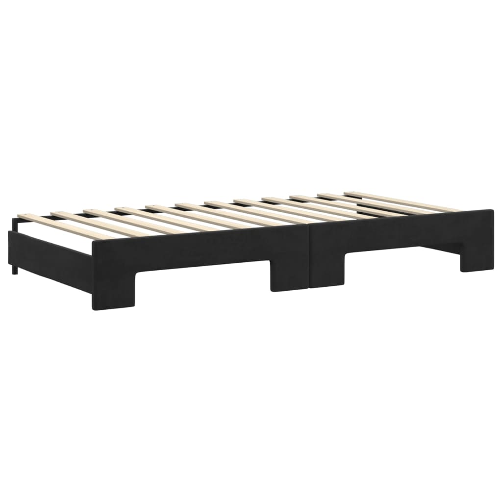 vidaXL Sofa rozsuwana z szufladami, czarna, 100x200 cm, aksamit