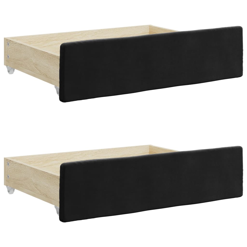 vidaXL Sofa rozsuwana z szufladami, czarna, 100x200 cm, aksamit