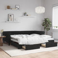 vidaXL Sofa rozsuwana z szufladami, czarna, 100x200 cm, aksamit