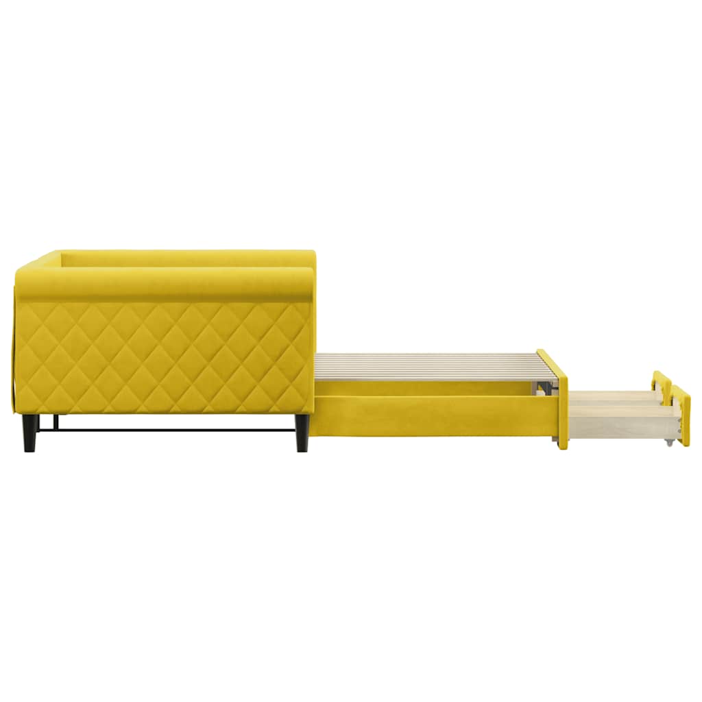 vidaXL Sofa rozsuwana z szufladami, żółta, 100x200 cm, aksamit