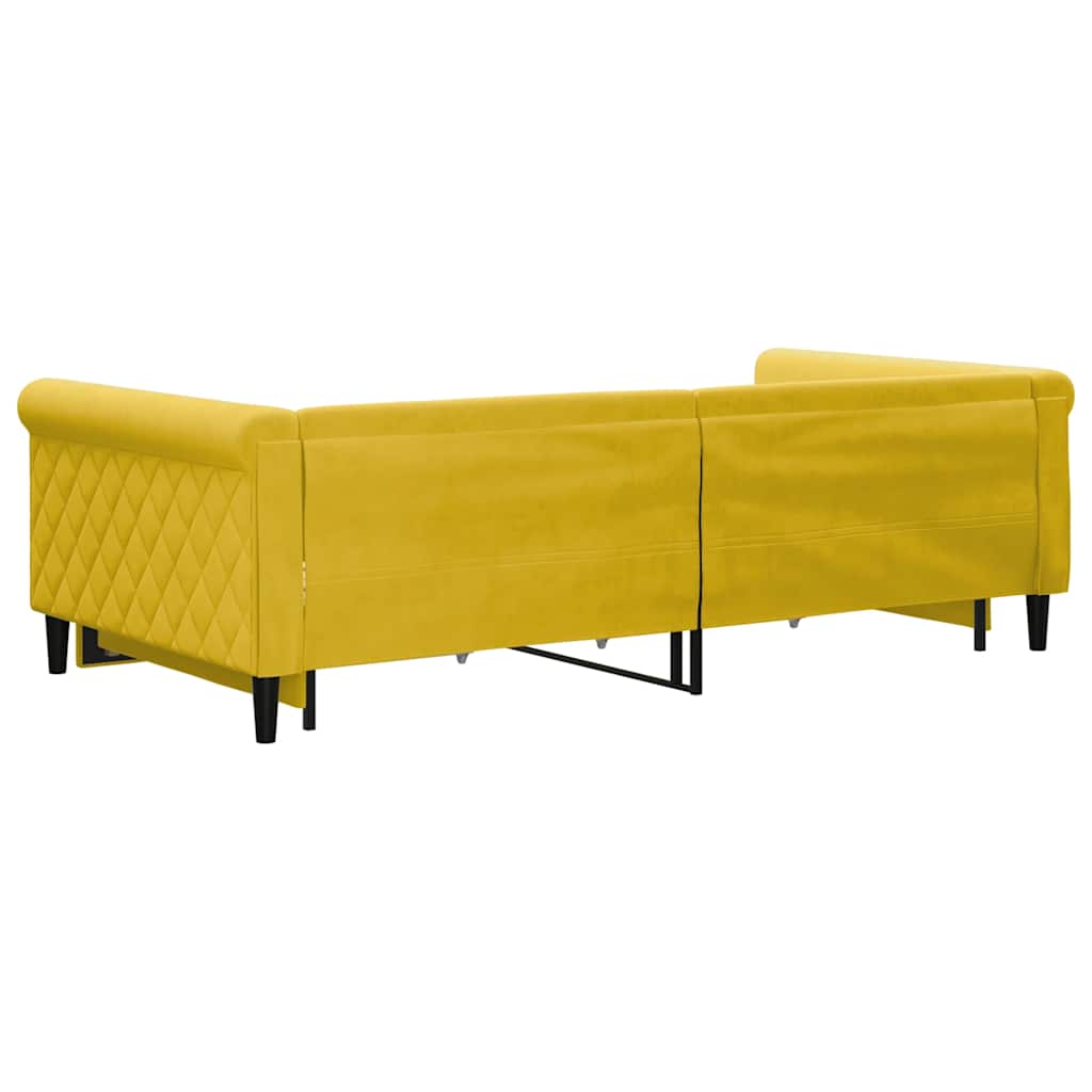 vidaXL Sofa rozsuwana z szufladami, żółta, 100x200 cm, aksamit