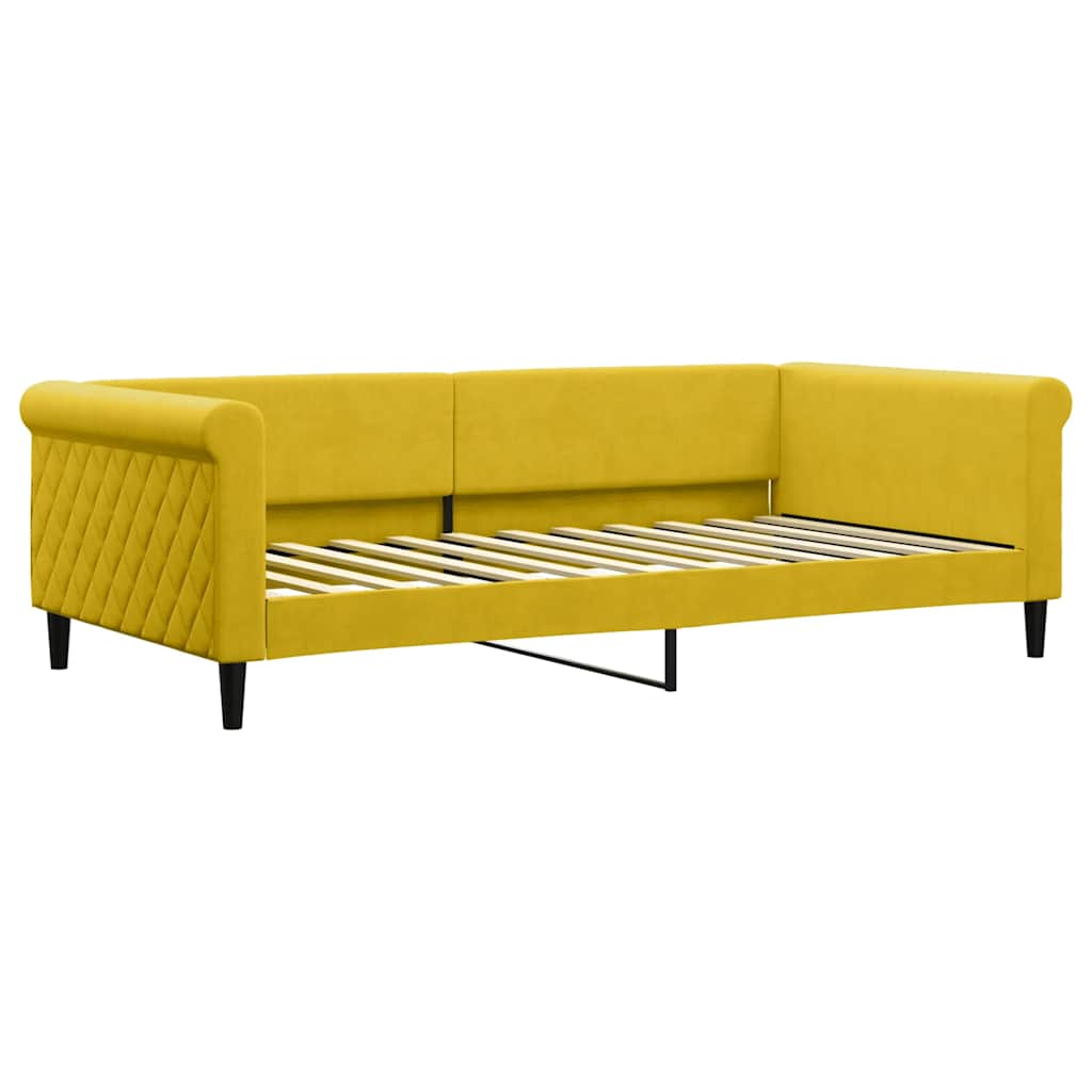 vidaXL Sofa rozsuwana z szufladami, żółta, 100x200 cm, aksamit