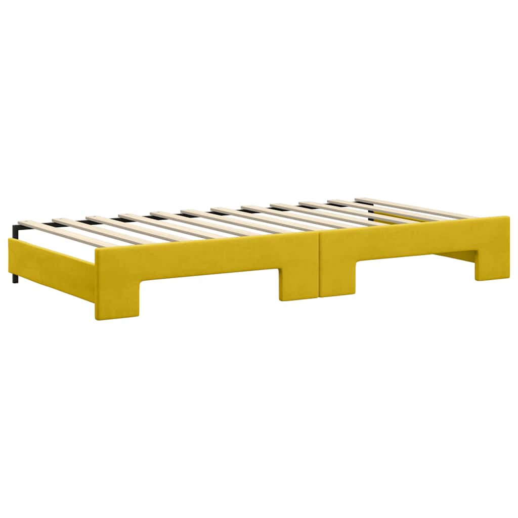 vidaXL Sofa rozsuwana z szufladami, żółta, 100x200 cm, aksamit