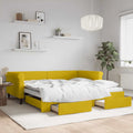 vidaXL Sofa rozsuwana z szufladami, żółta, 100x200 cm, aksamit