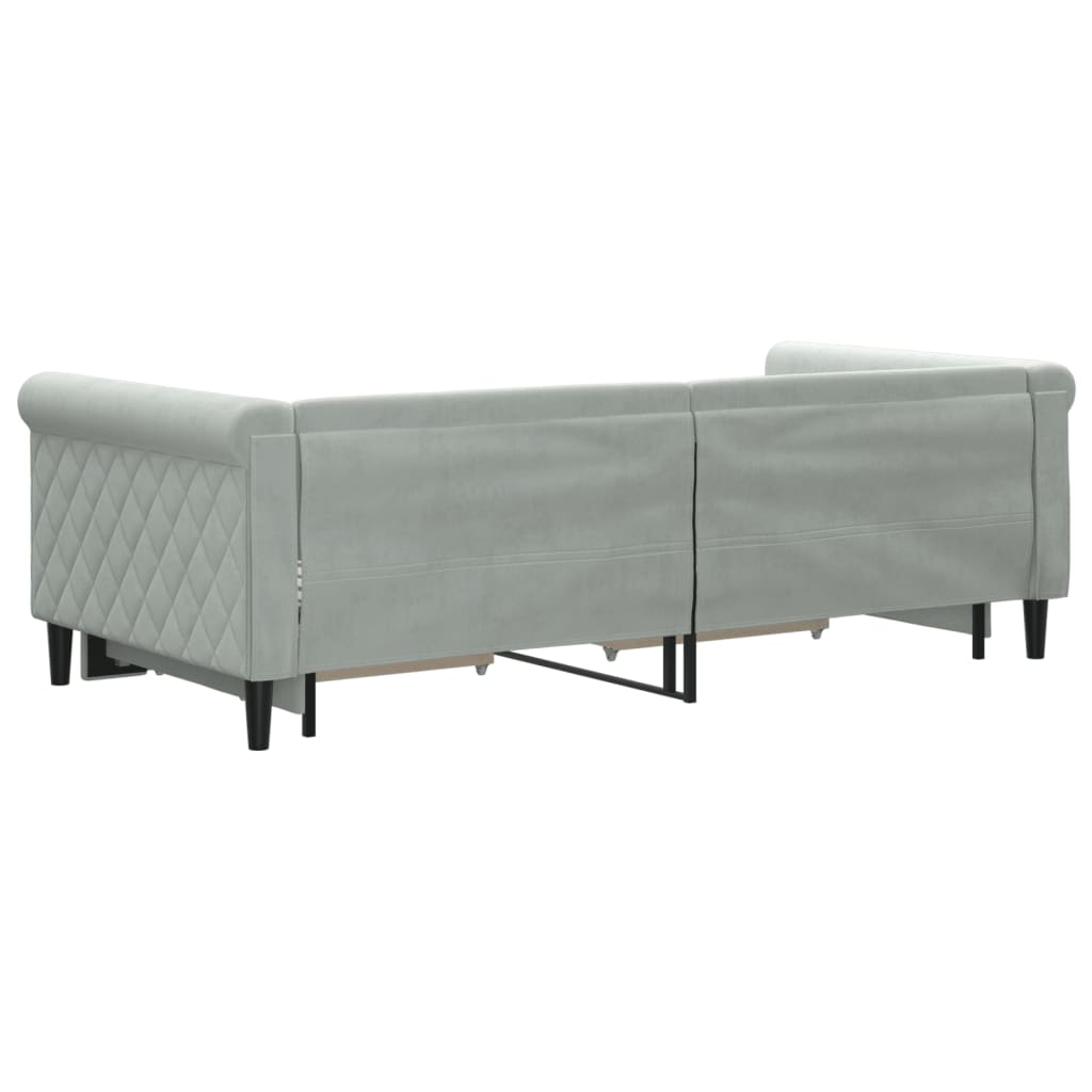 vidaXL Sofa rozsuwana z szufladami, jasnoszara, 90x190 cm, aksamit