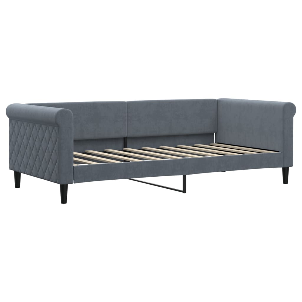 vidaXL Sofa rozsuwana z szufladami, ciemnoszara, 90x190 cm, aksamit