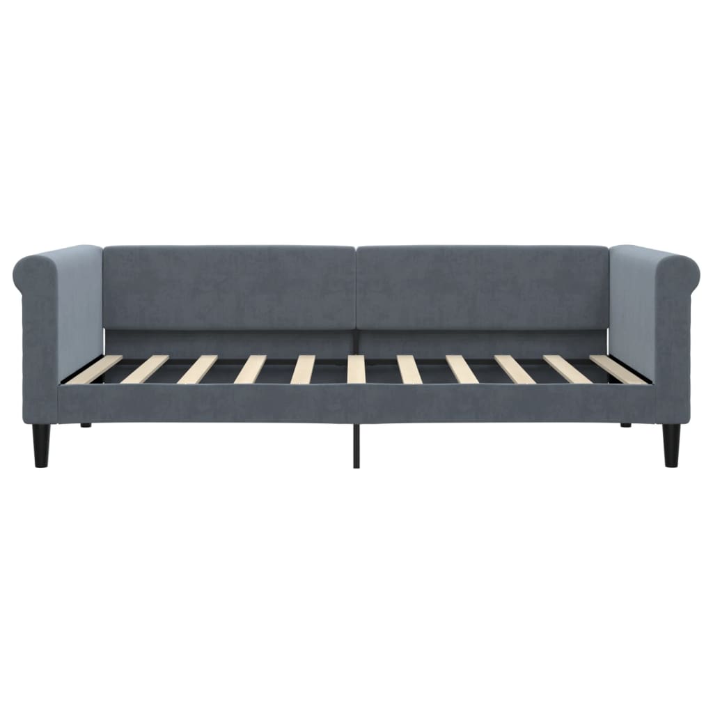 vidaXL Sofa rozsuwana z szufladami, ciemnoszara, 90x190 cm, aksamit