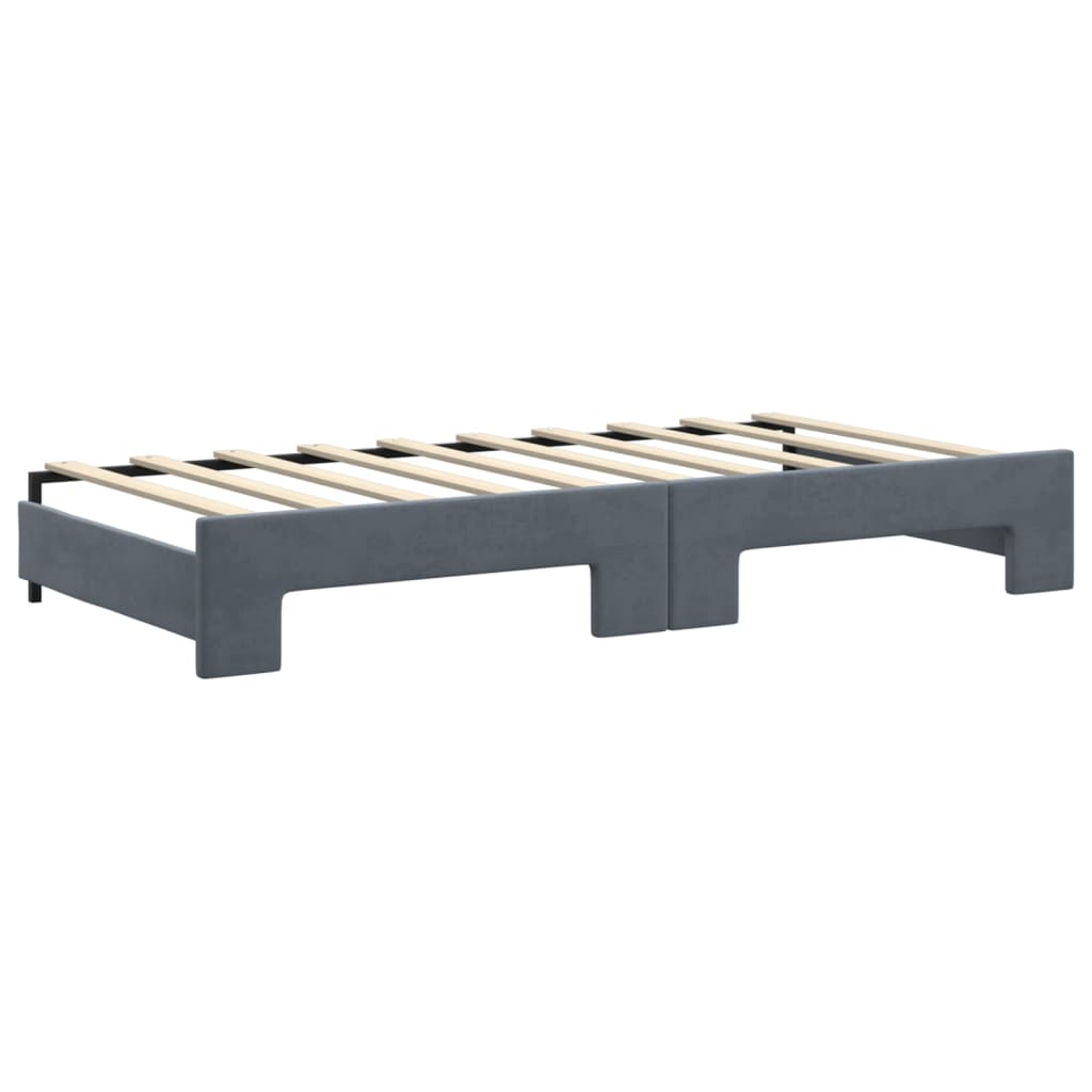 vidaXL Sofa rozsuwana z szufladami, ciemnoszara, 90x190 cm, aksamit