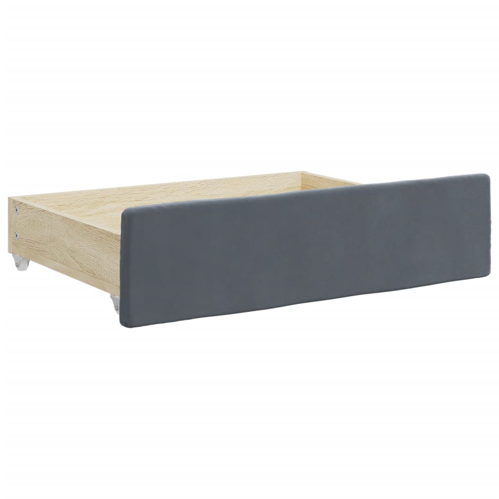 vidaXL Sofa rozsuwana z szufladami, ciemnoszara, 90x190 cm, aksamit