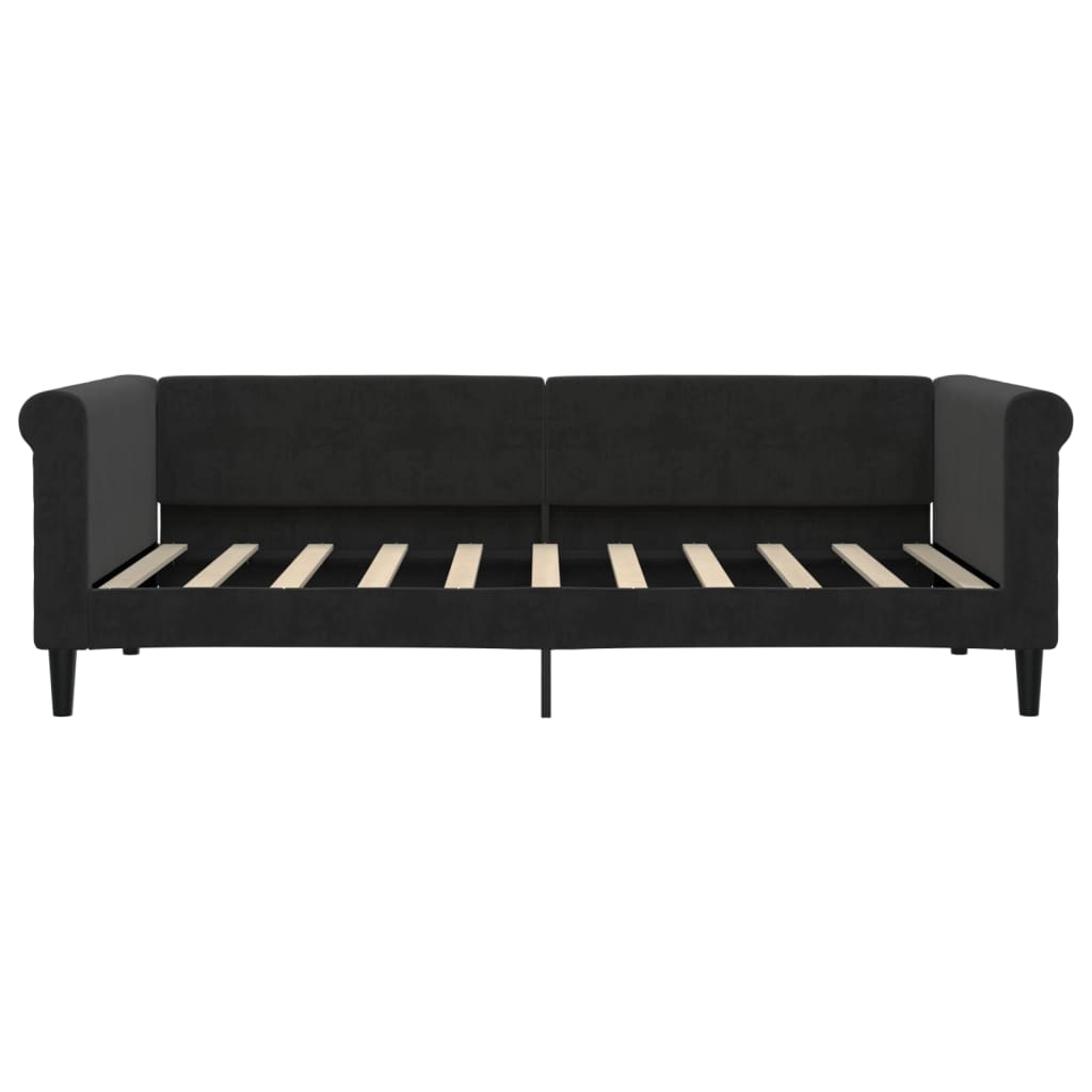vidaXL Sofa rozsuwana z szufladami, czarna, 90x190 cm, aksamit