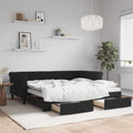 vidaXL Sofa rozsuwana z szufladami, czarna, 90x190 cm, aksamit