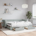 vidaXL Sofa rozsuwana z szufladami, jasnoszara, 80x200 cm, aksamit