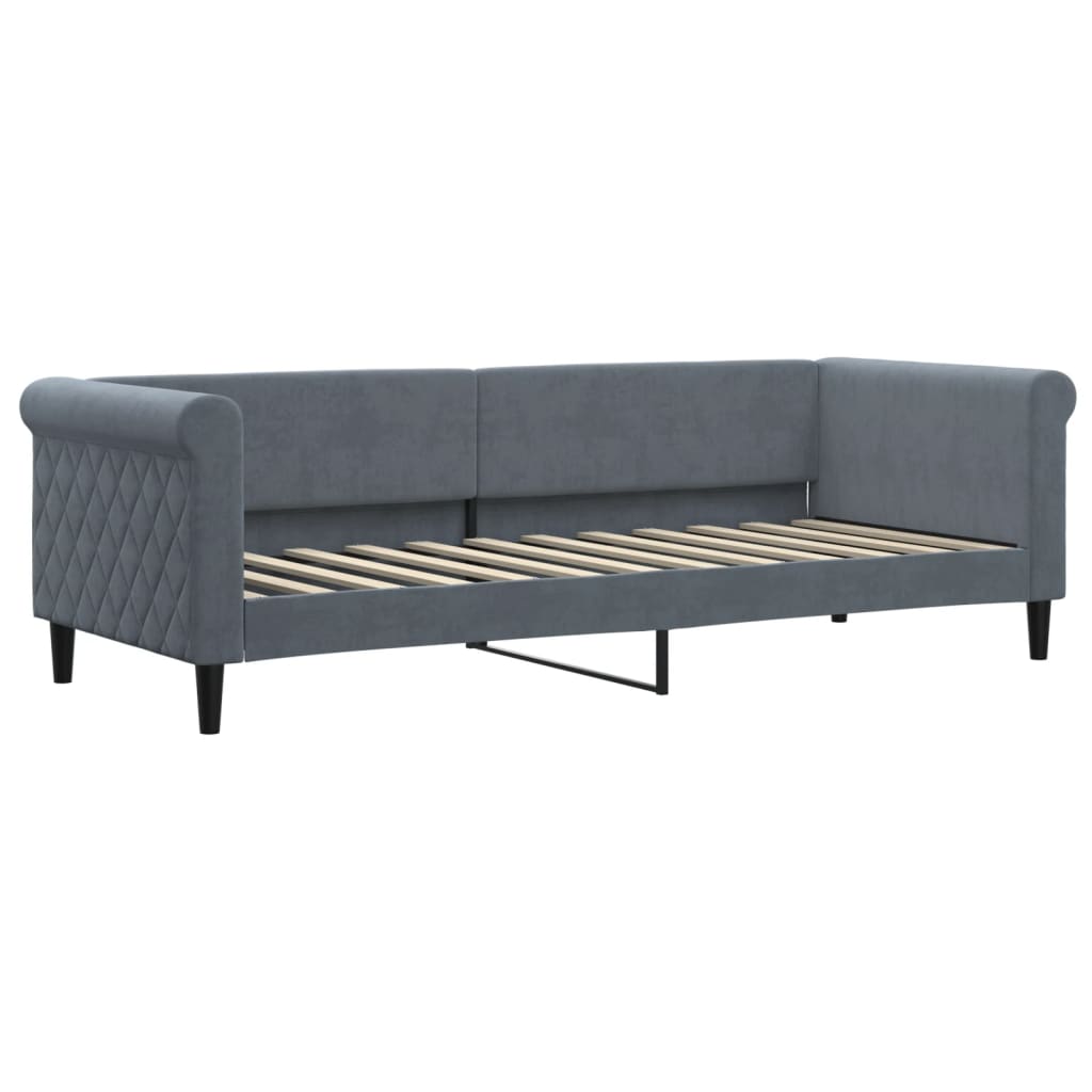 vidaXL Sofa rozsuwana z szufladami, ciemnoszara, 80x200 cm, aksamit
