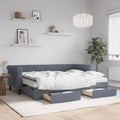 vidaXL Sofa rozsuwana z szufladami, ciemnoszara, 80x200 cm, aksamit