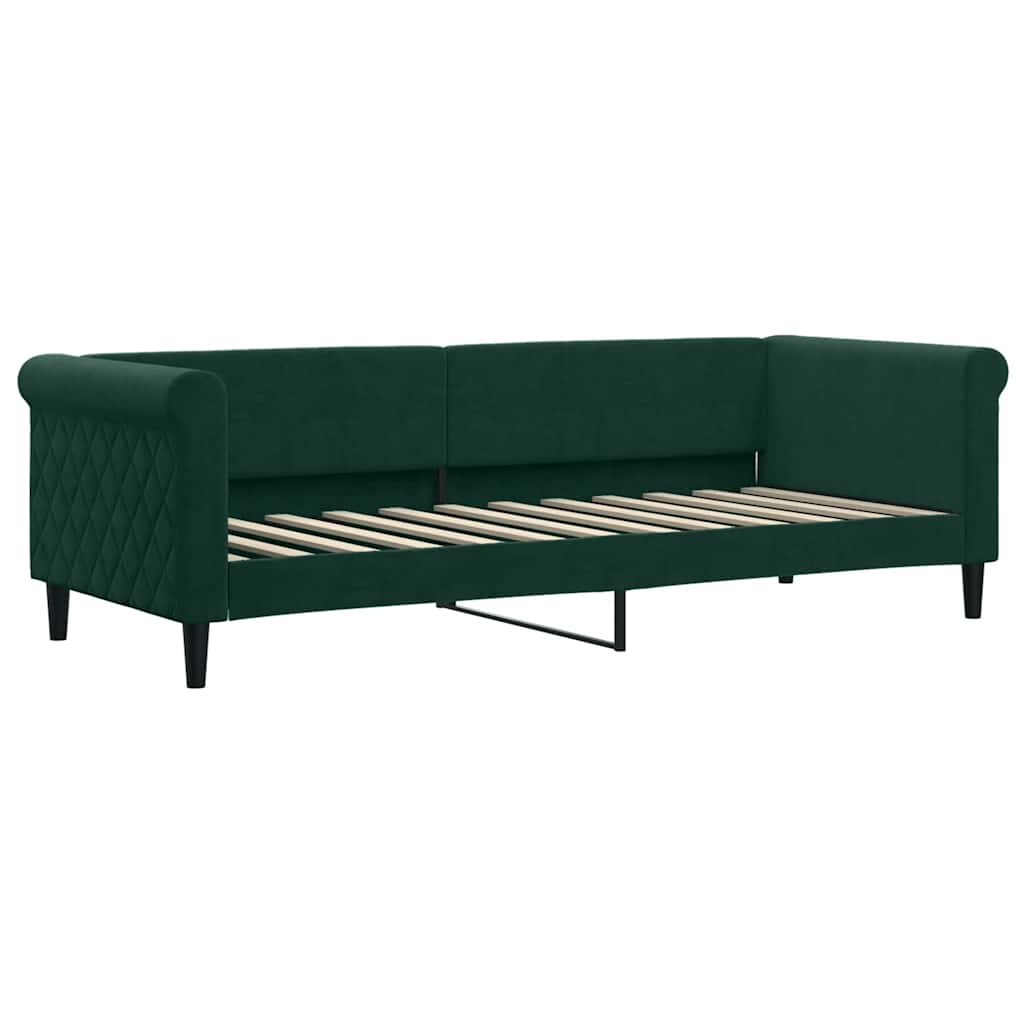 vidaXL Sofa rozsuwana z szufladami, ciemnozielona, 80x200 cm, aksamit