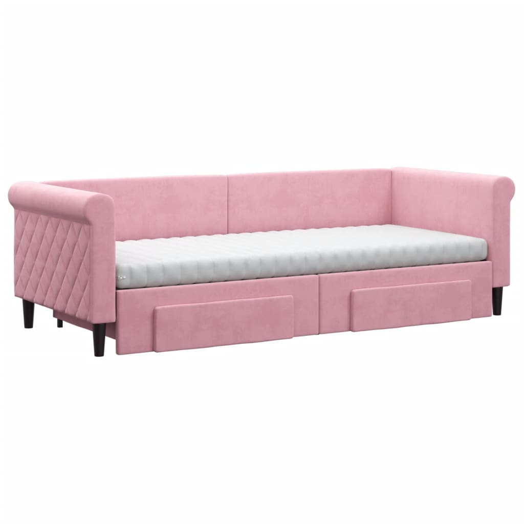 vidaXL Sofa rozsuwana z szufladami, różowa, 80x200 cm, aksamit