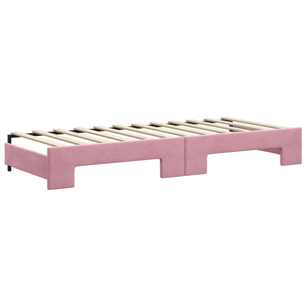 vidaXL Sofa rozsuwana z szufladami, różowa, 80x200 cm, aksamit