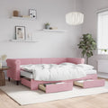 vidaXL Sofa rozsuwana z szufladami, różowa, 80x200 cm, aksamit