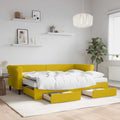 vidaXL Sofa rozsuwana z szufladami, żółta, 80x200 cm, aksamit