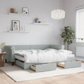 vidaXL Sofa rozsuwana z szufladami, jasnoszara, 90x200 cm, aksamit