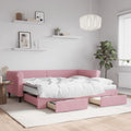vidaXL Sofa rozsuwana z szufladami, różowa, 90x200 cm, aksamit