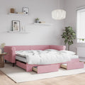 vidaXL Sofa rozsuwana z szufladami, różowa, 100x200 cm, aksamit