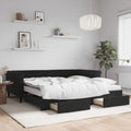 vidaXL Sofa rozsuwana z szufladami, czarna, 100x200 cm, aksamit