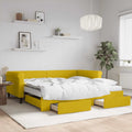 vidaXL Sofa rozsuwana z szufladami, żółta, 100x200 cm, aksamit