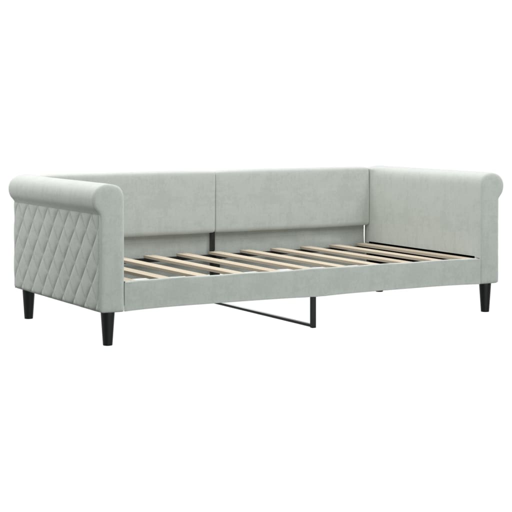 vidaXL Sofa rozsuwana z szufladami, jasnoszara, 90x190 cm, aksamit