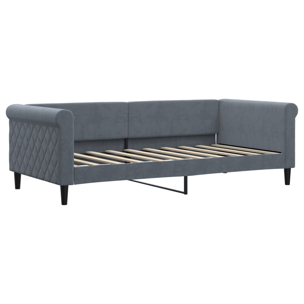 vidaXL Sofa rozsuwana z szufladami, ciemnoszara, 90x190 cm, aksamit