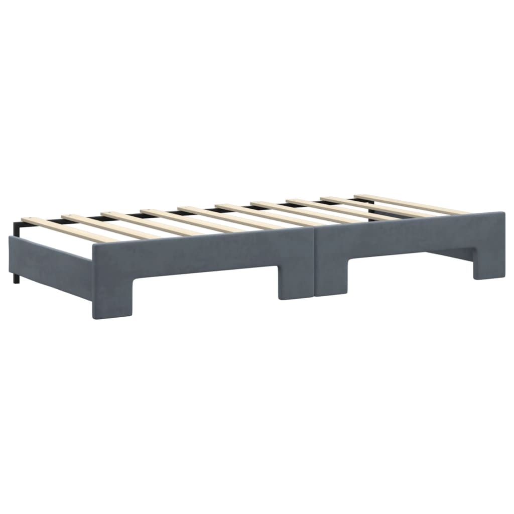 vidaXL Sofa rozsuwana z szufladami, ciemnoszara, 90x190 cm, aksamit