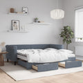 vidaXL Sofa rozsuwana z szufladami, ciemnoszara, 90x190 cm, aksamit