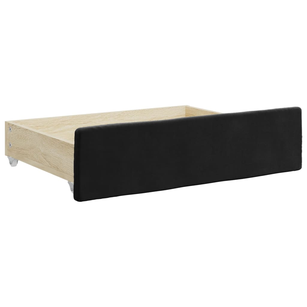 vidaXL Sofa rozsuwana z szufladami, czarna, 90x190 cm, aksamit
