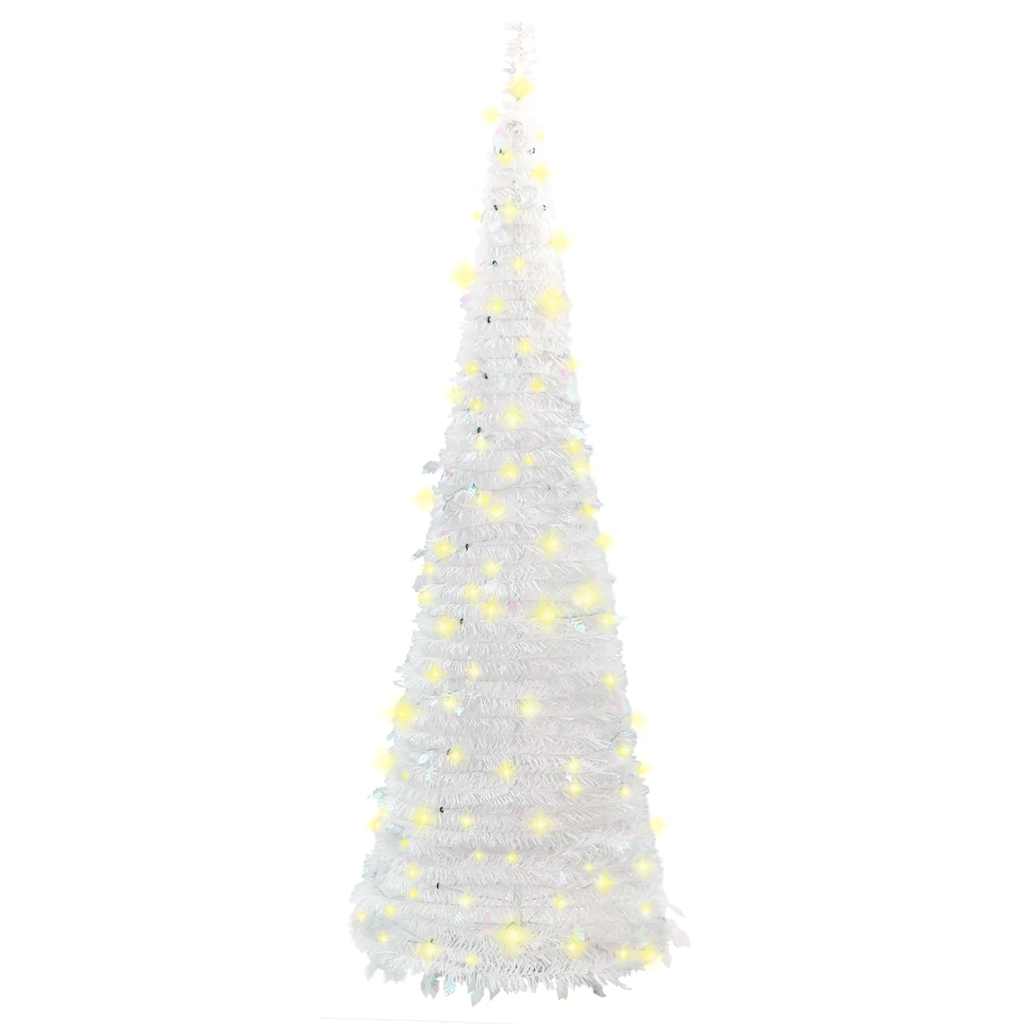 vidaXL Sztuczna choinka typu pop-up, 50 LED, biała, 120 cm