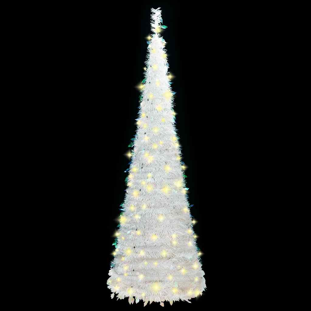 vidaXL Sztuczna choinka typu pop-up, 200 LED, biała, 210 cm