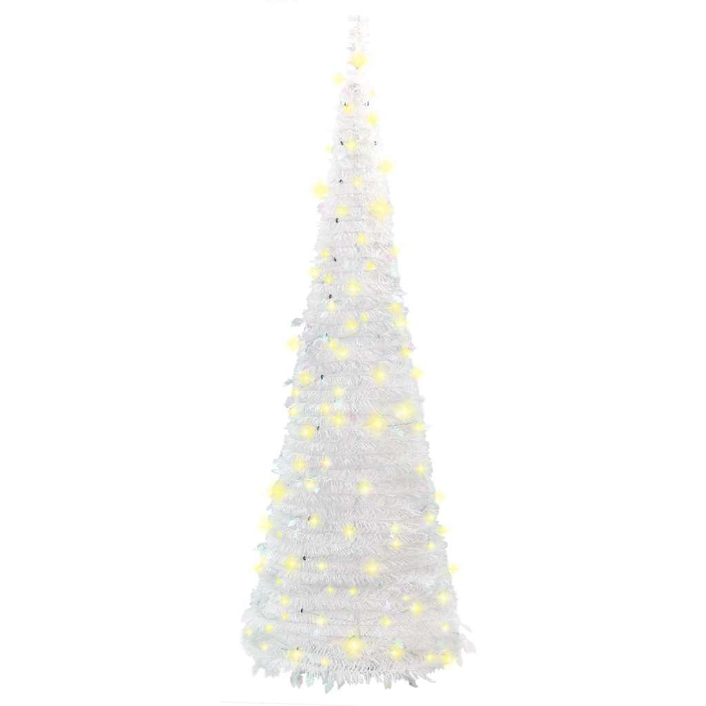 vidaXL Sztuczna choinka typu pop-up, 200 LED, biała, 210 cm