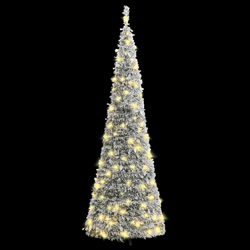 vidaXL Sztuczna choinka typu pop-up, ośnieżona, 100 LED, 150 cm