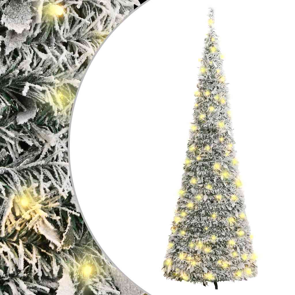 vidaXL Sztuczna choinka typu pop-up, ośnieżona, 150 LED, 180 cm