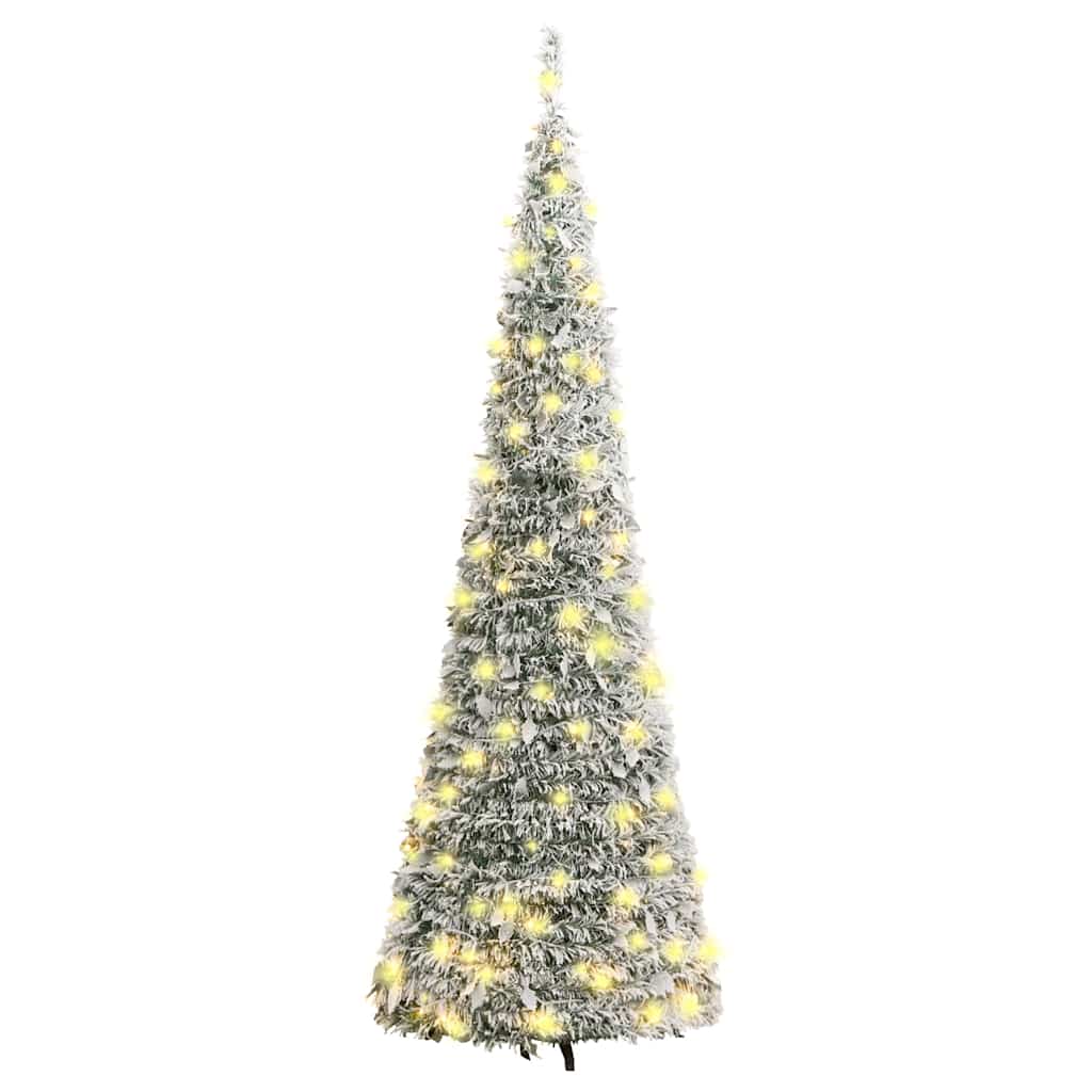 vidaXL Sztuczna choinka typu pop-up, ośnieżona, 200 LED, 210 cm