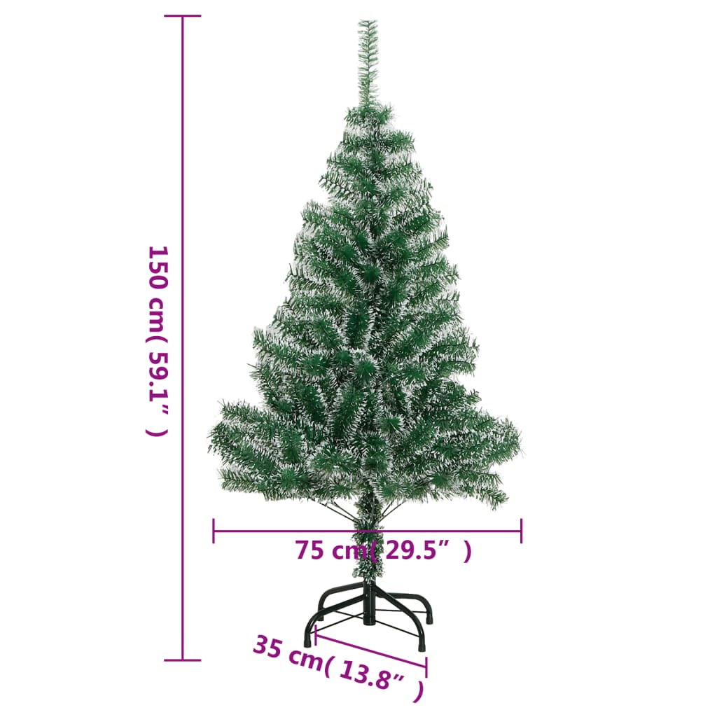 vidaXL Sztuczna choinka, ośnieżona, zielona, 150 cm