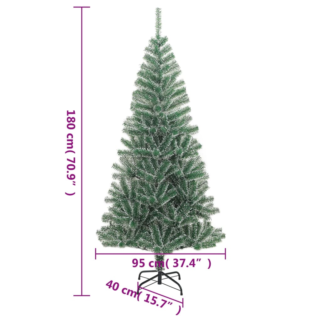 vidaXL Sztuczna choinka, ośnieżona, zielona, 180 cm